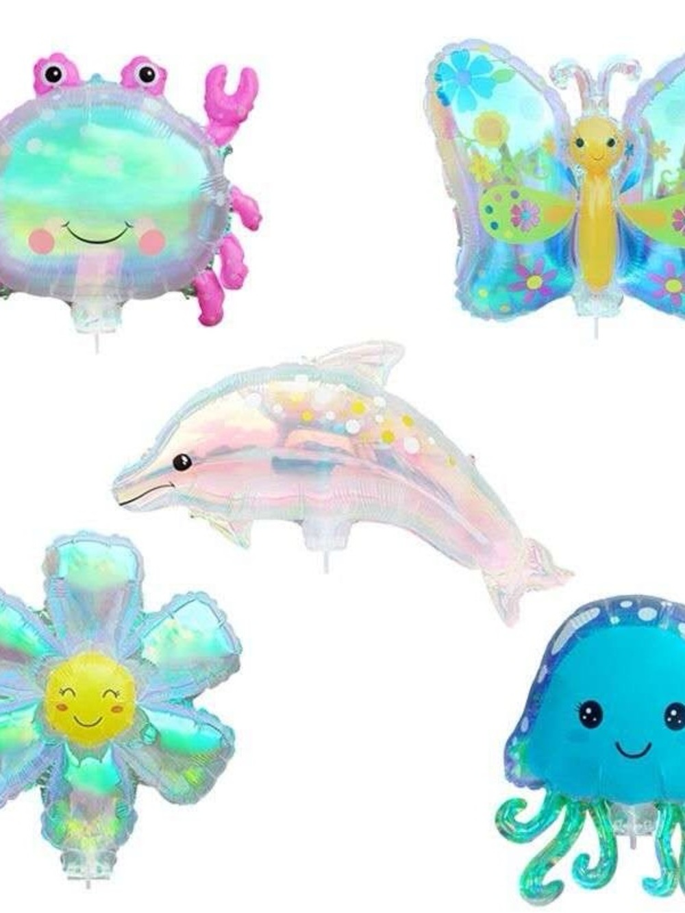 Iridescent Sea Creatures Balloon Set - Pink & Blue